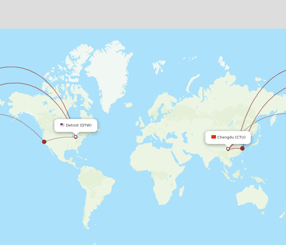 CTU-DTW flight routes