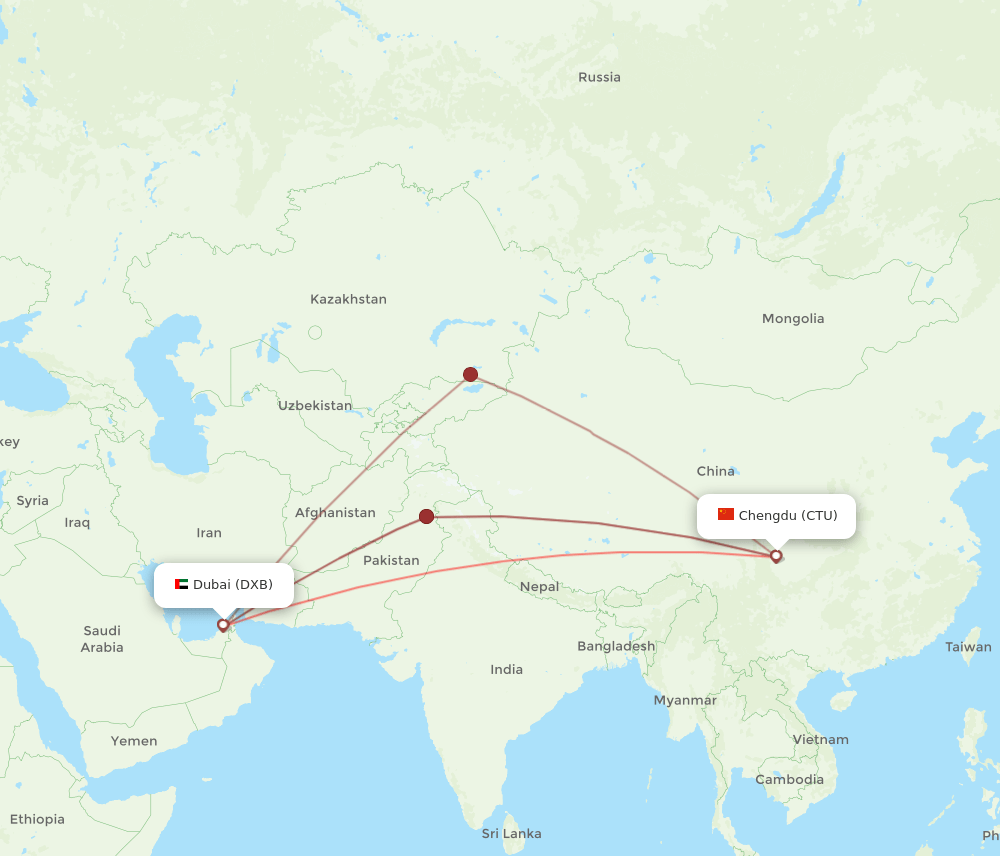 CTU-DXB flight routes
