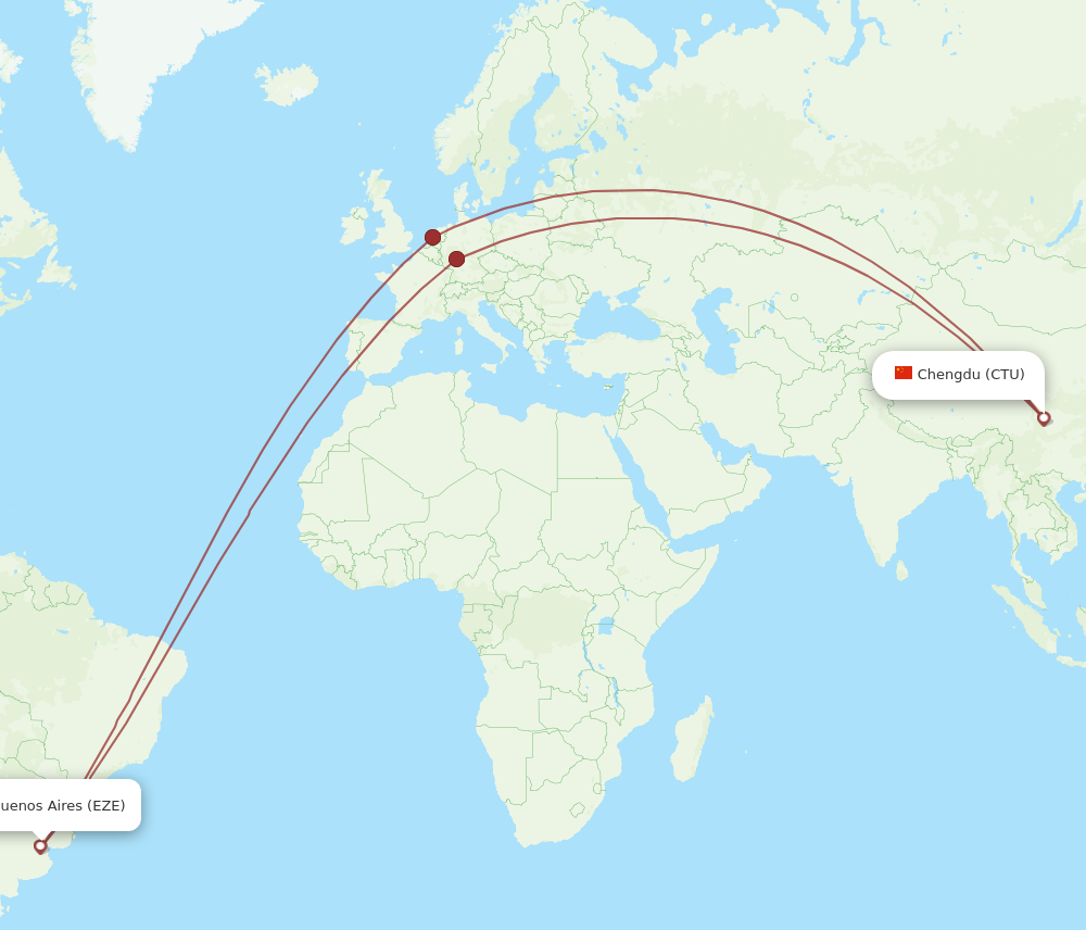 CTU to EZE flights and routes map
