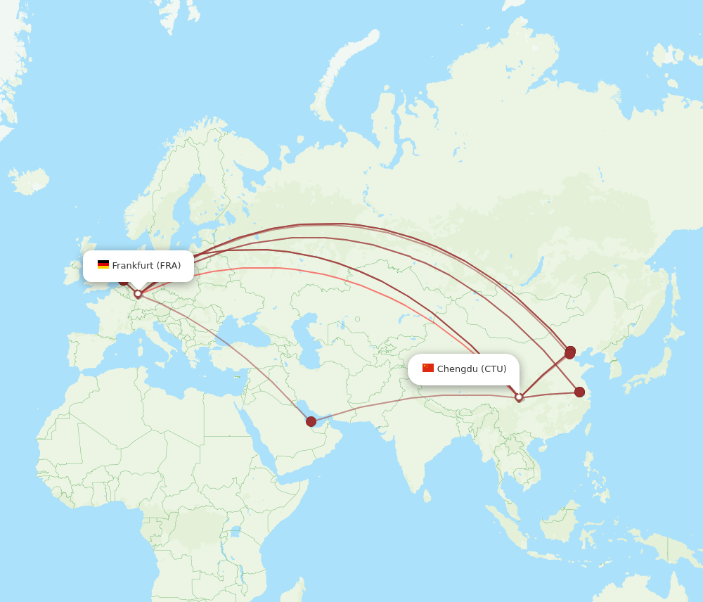CTU-FRA flight routes