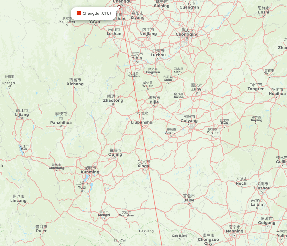 CTU-HAN flight routes