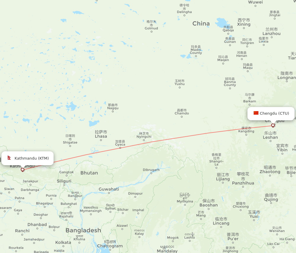 CTU-KTM flight routes