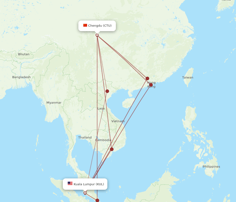 CTU-KUL flight routes
