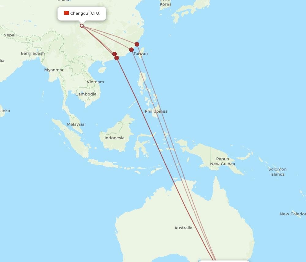 CTU-MEL flight routes