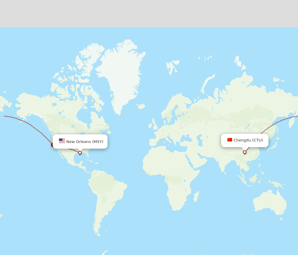 CTU to MSY flights and routes map