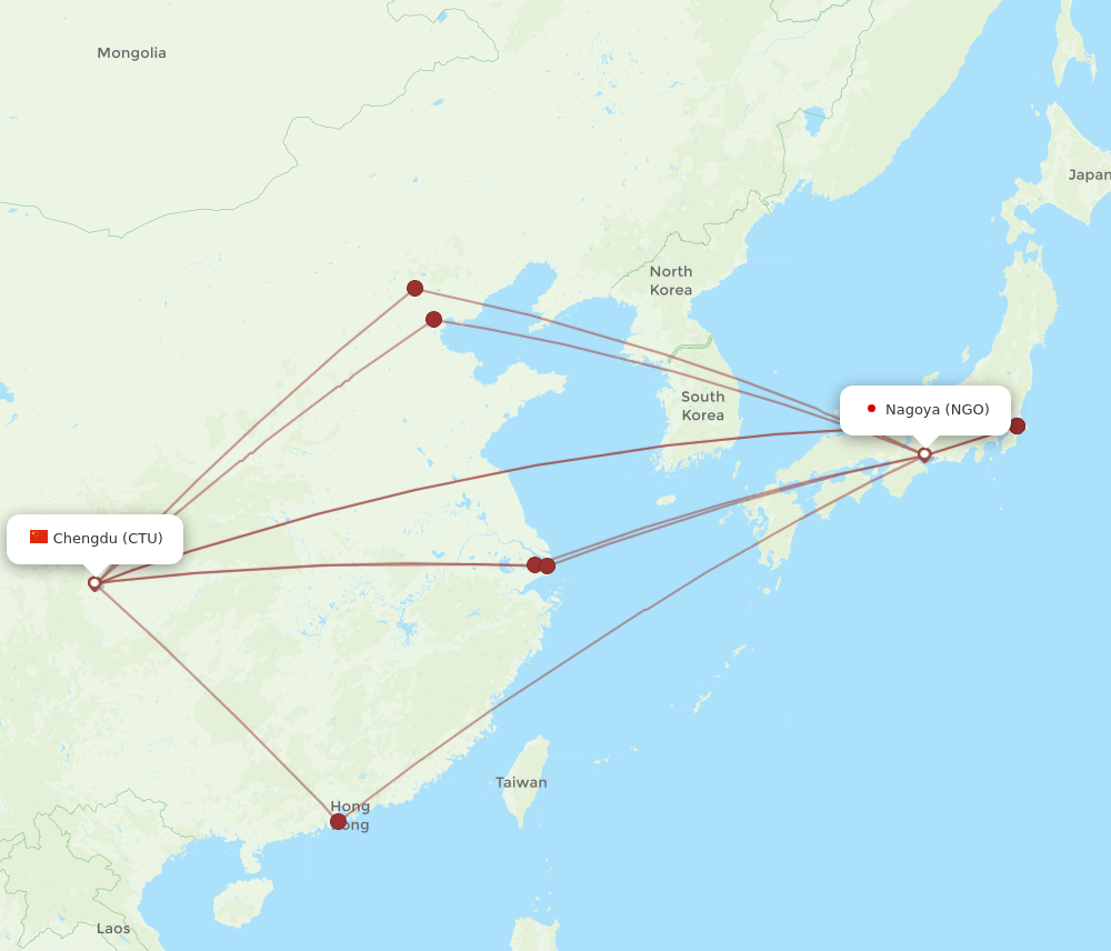 CTU-NGO flight routes
