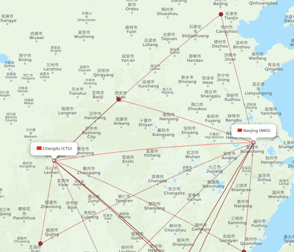 CTU-NKG flight routes