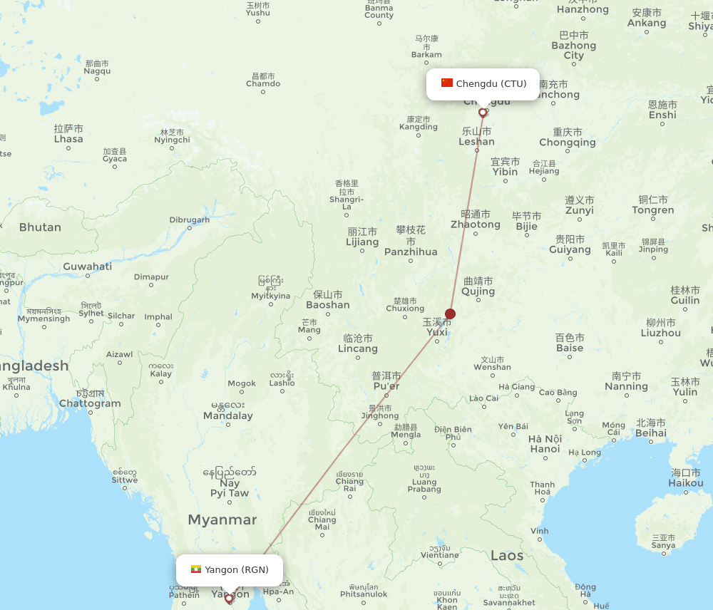 CTU-RGN flight routes