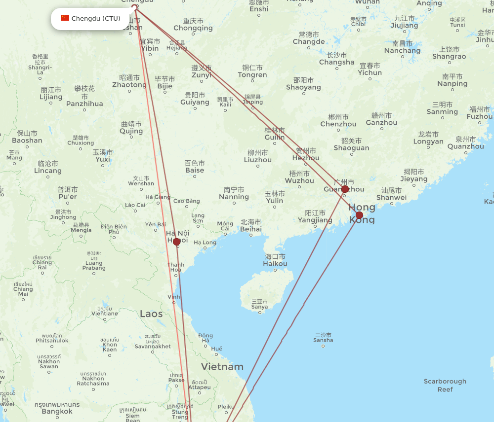 CTU to SGN flights and routes map