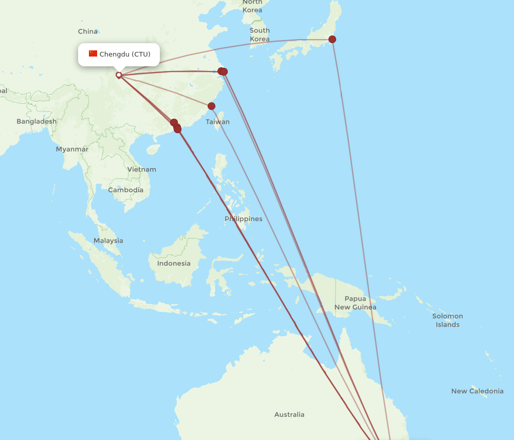 CTU-SYD flight routes