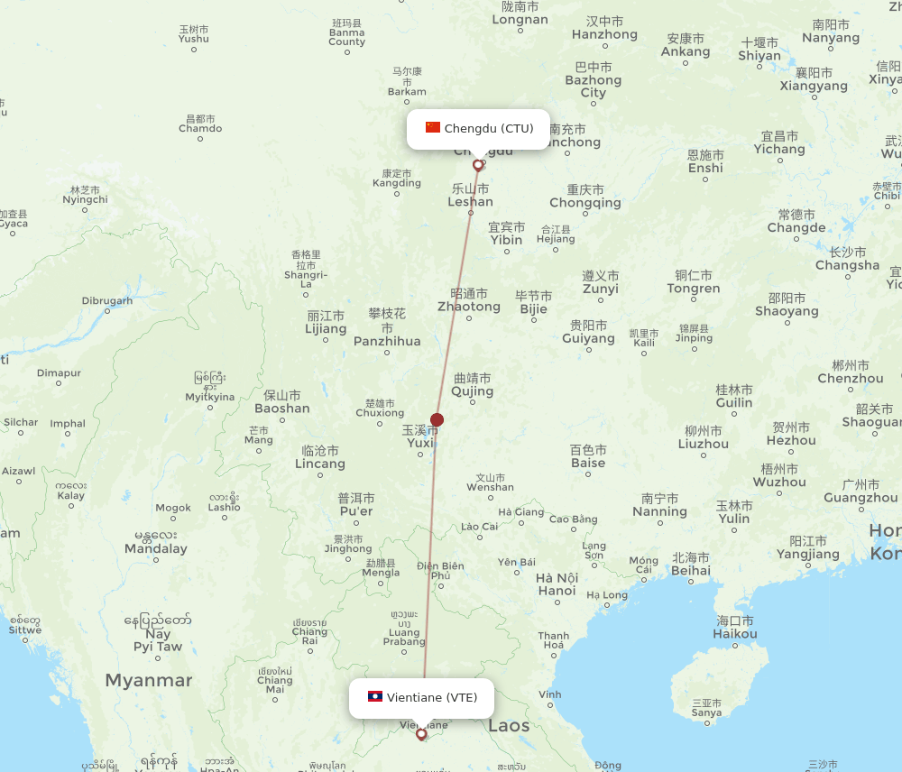 CTU-VTE flight routes