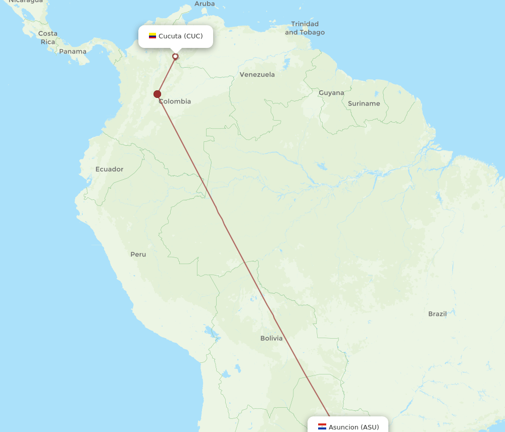 CUC-ASU flight routes