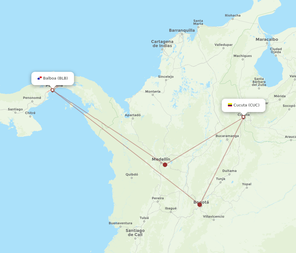 CUC-BLB flight routes
