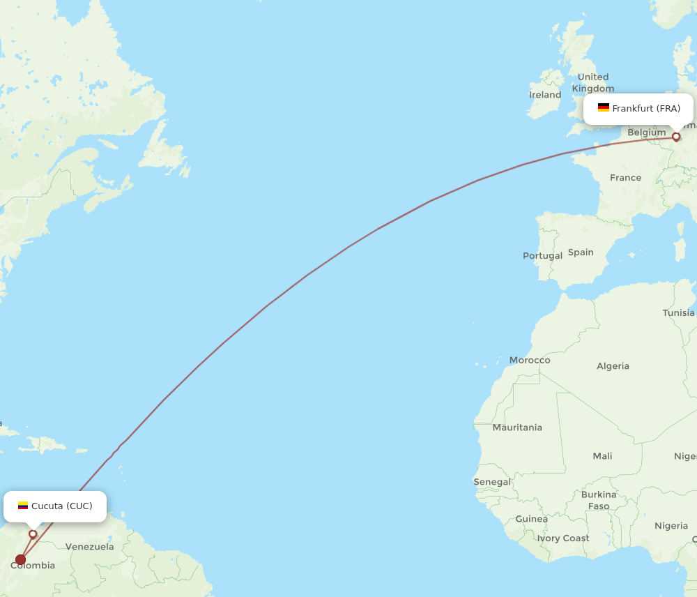 CUC-FRA flight routes