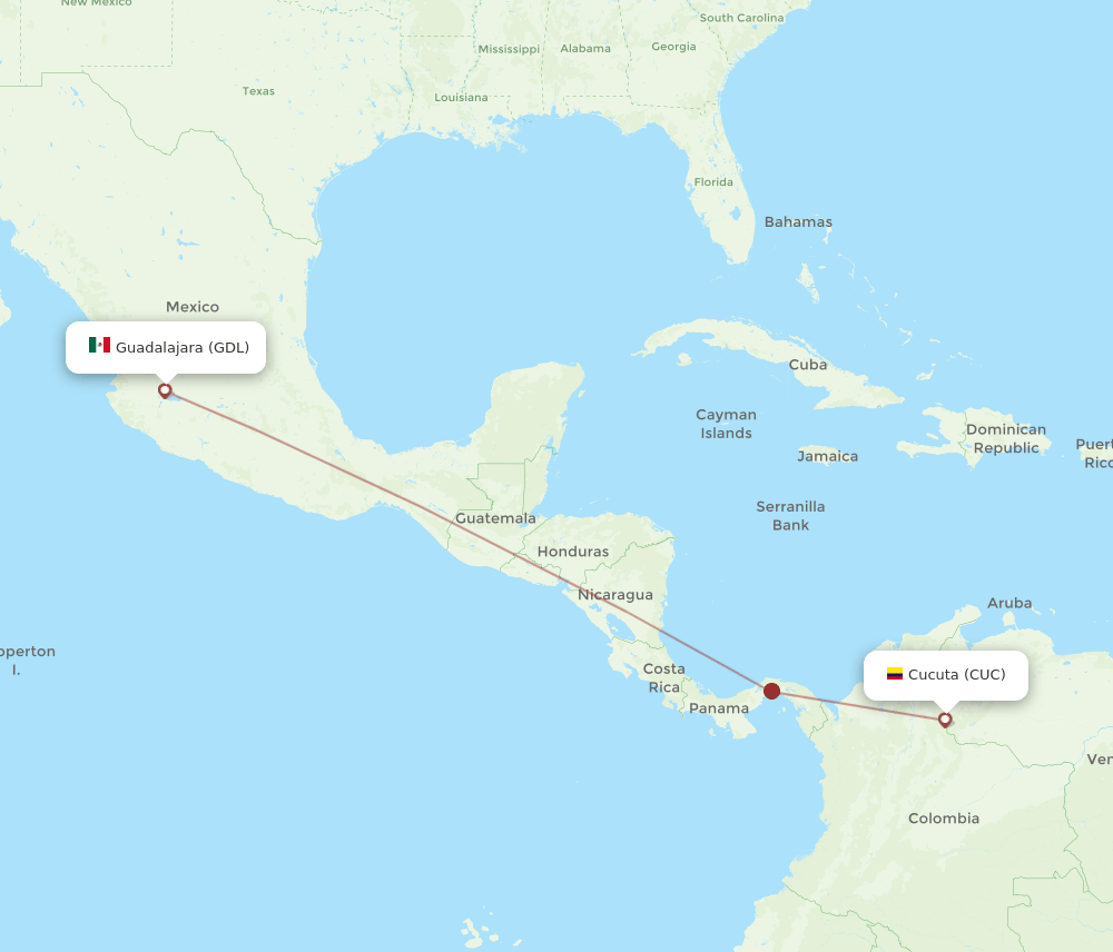 CUC-GDL flight routes