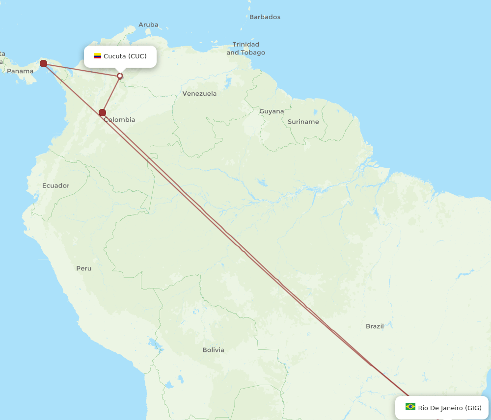 CUC-GIG flight routes