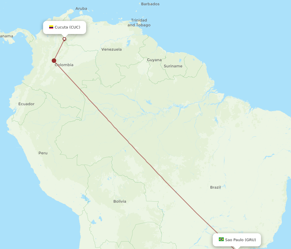 CUC to GRU flights and routes map