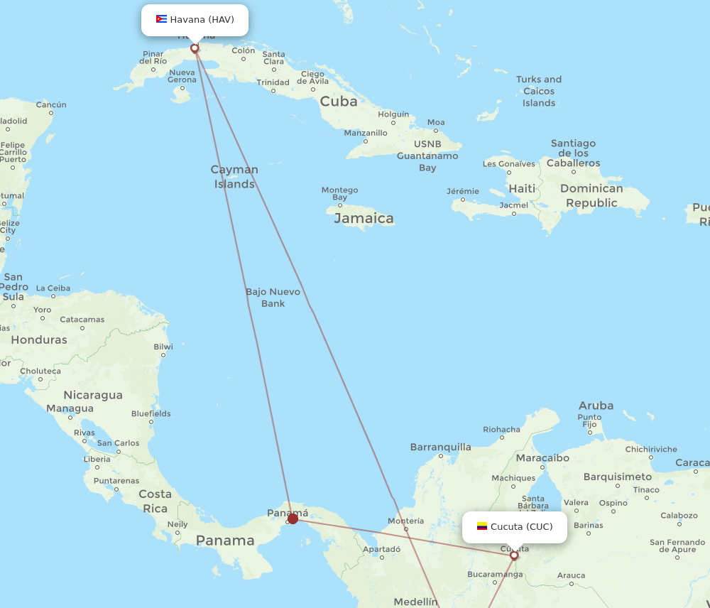 CUC-HAV flight routes