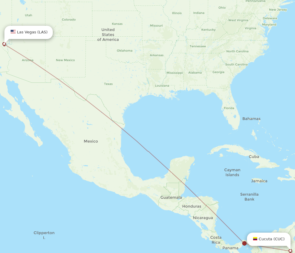 CUC to LAS flights and routes map