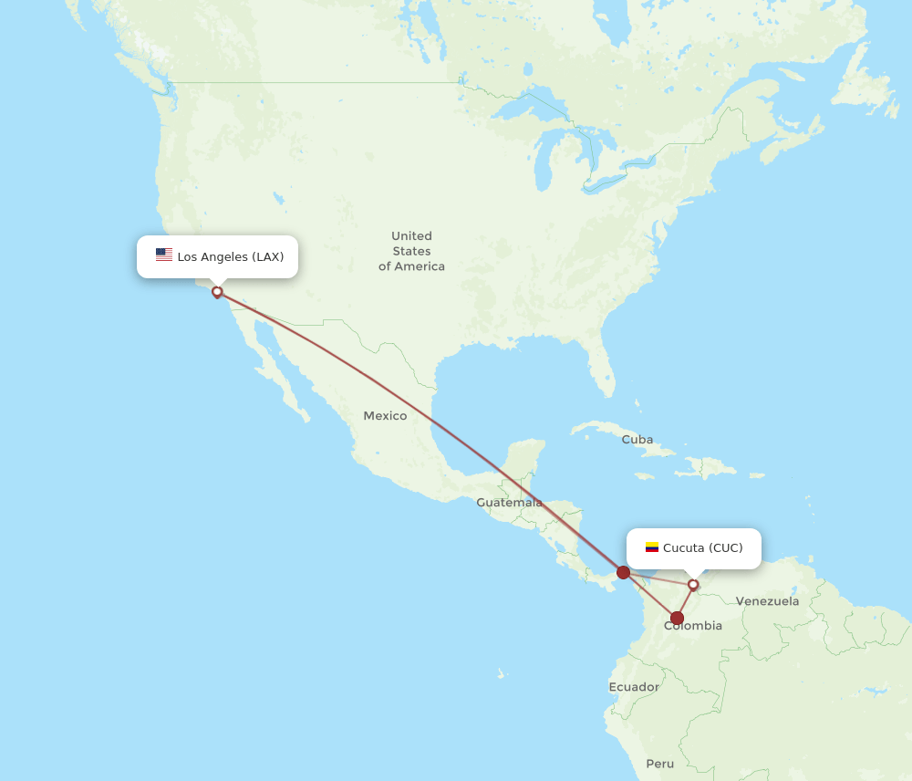 CUC-LAX flight routes