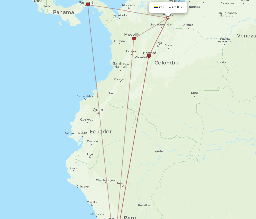CUC to LIM flights and routes map
