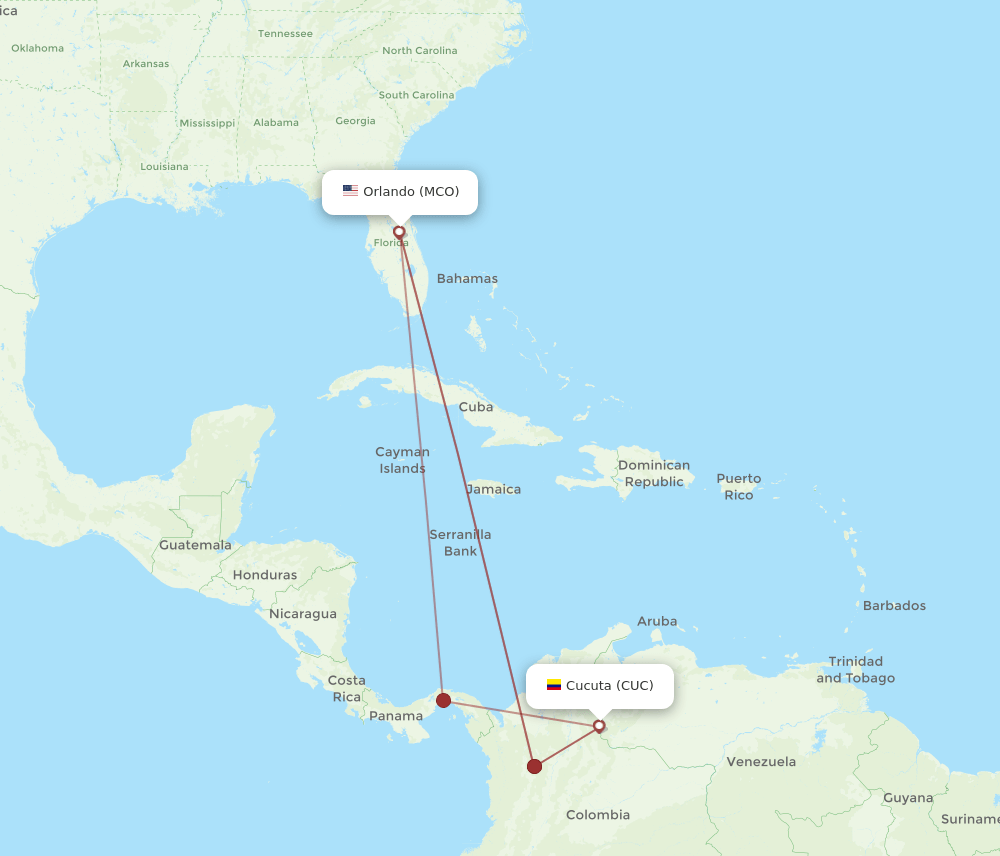 CUC-MCO flight routes