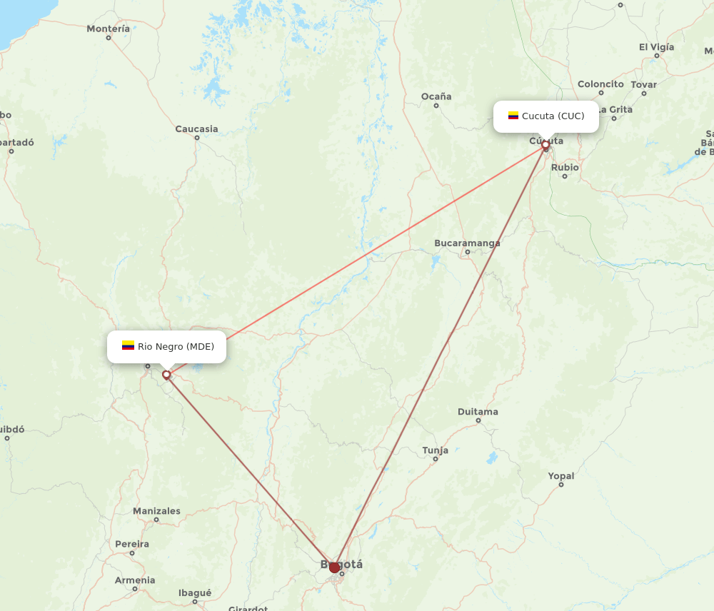 CUC-MDE flight routes