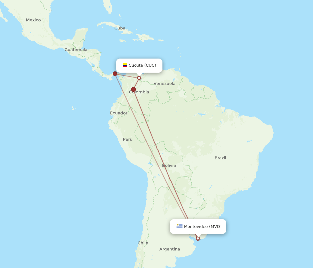CUC-MVD flight routes