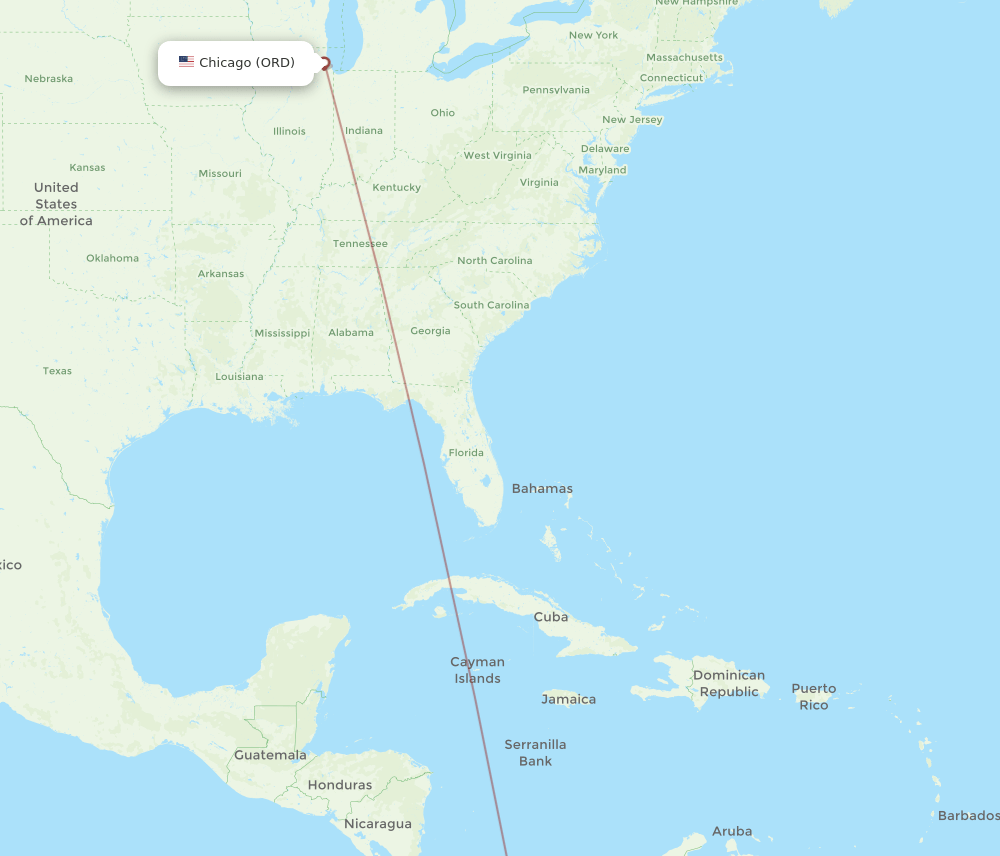 CUC-ORD flight routes