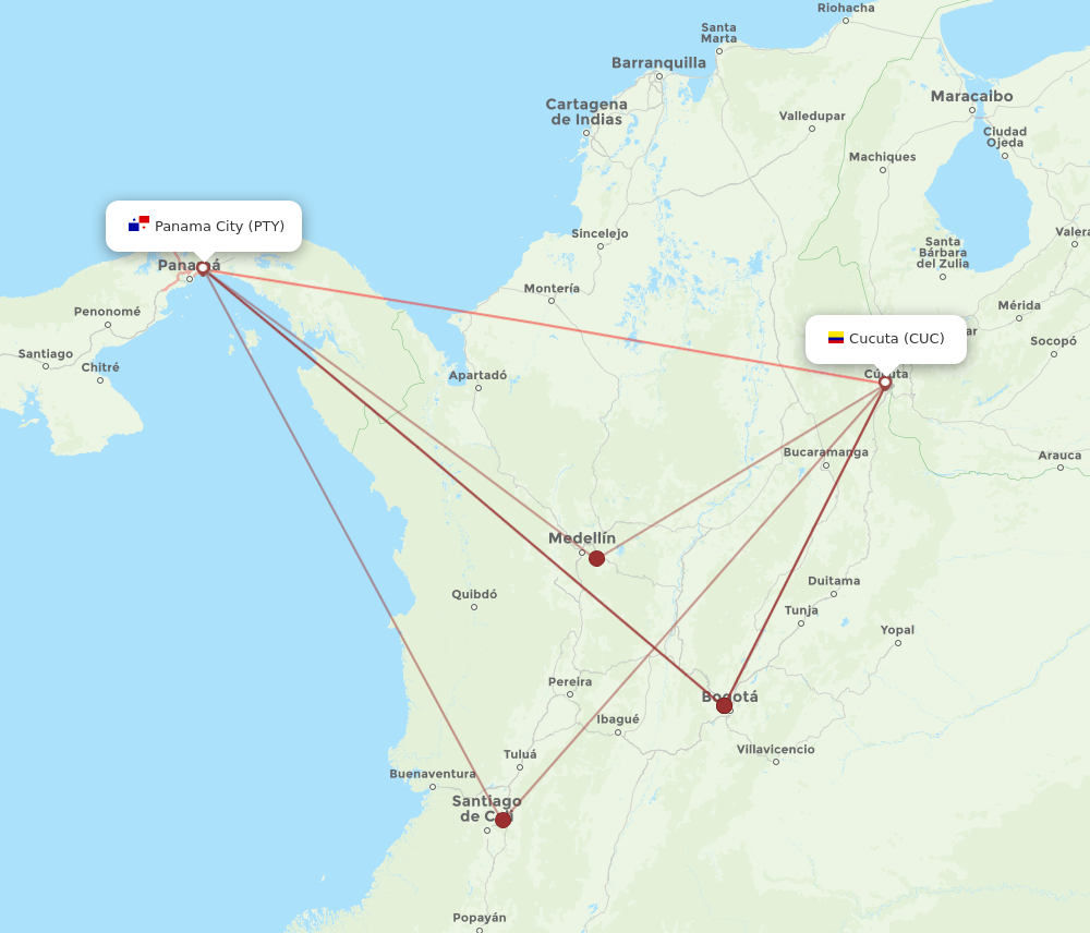 CUC-PTY flight routes