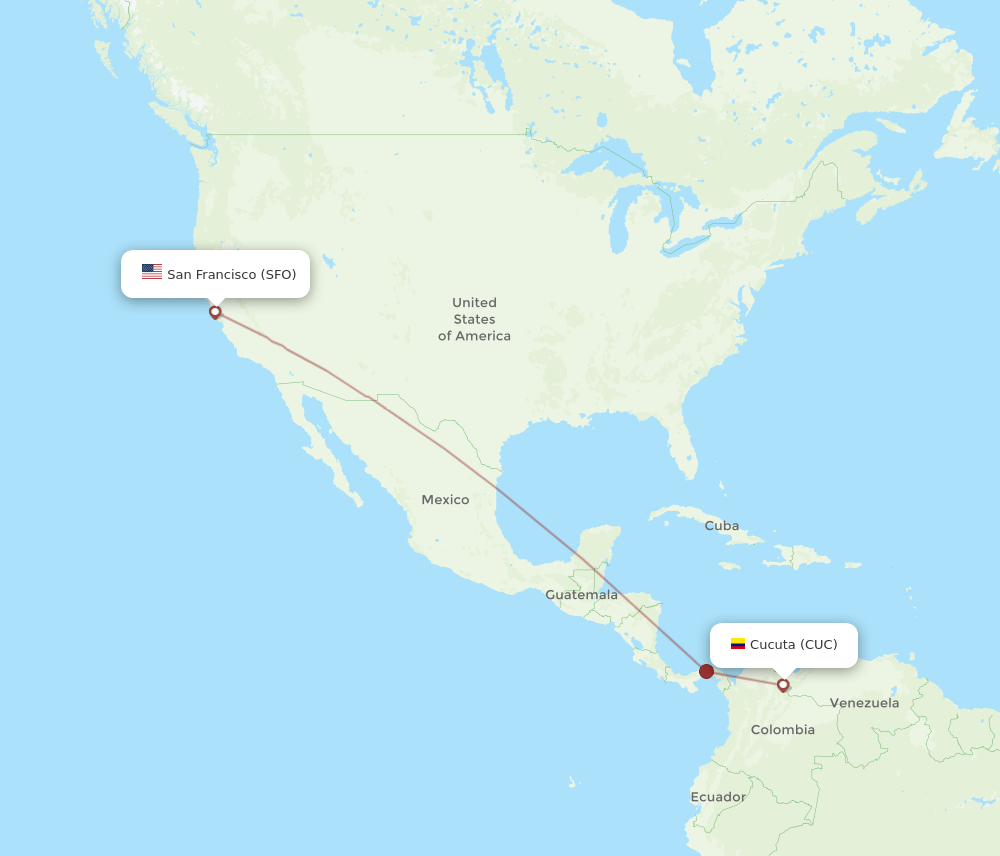 CUC-SFO flight routes