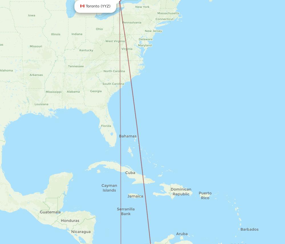 Toronto - Cucuta route map and flight paths