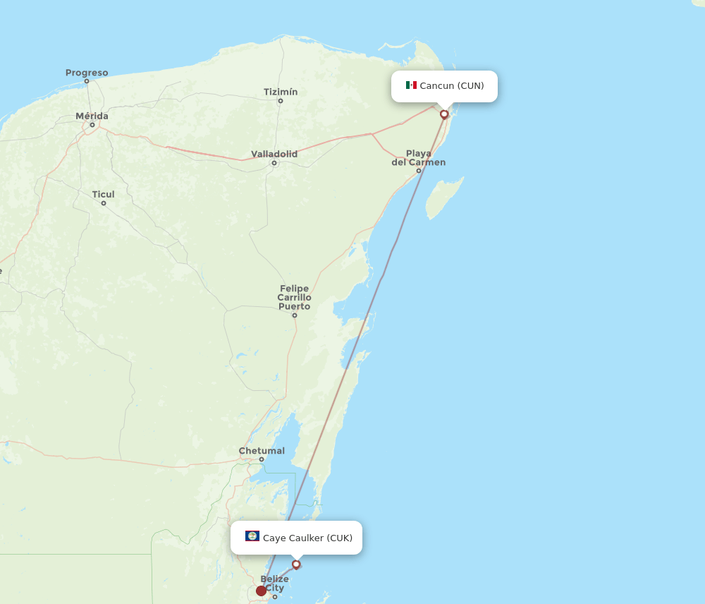 CUK-CUN flight routes