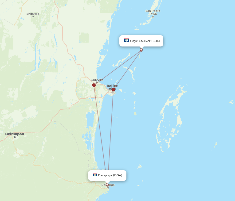 CUK-DGA flight routes
