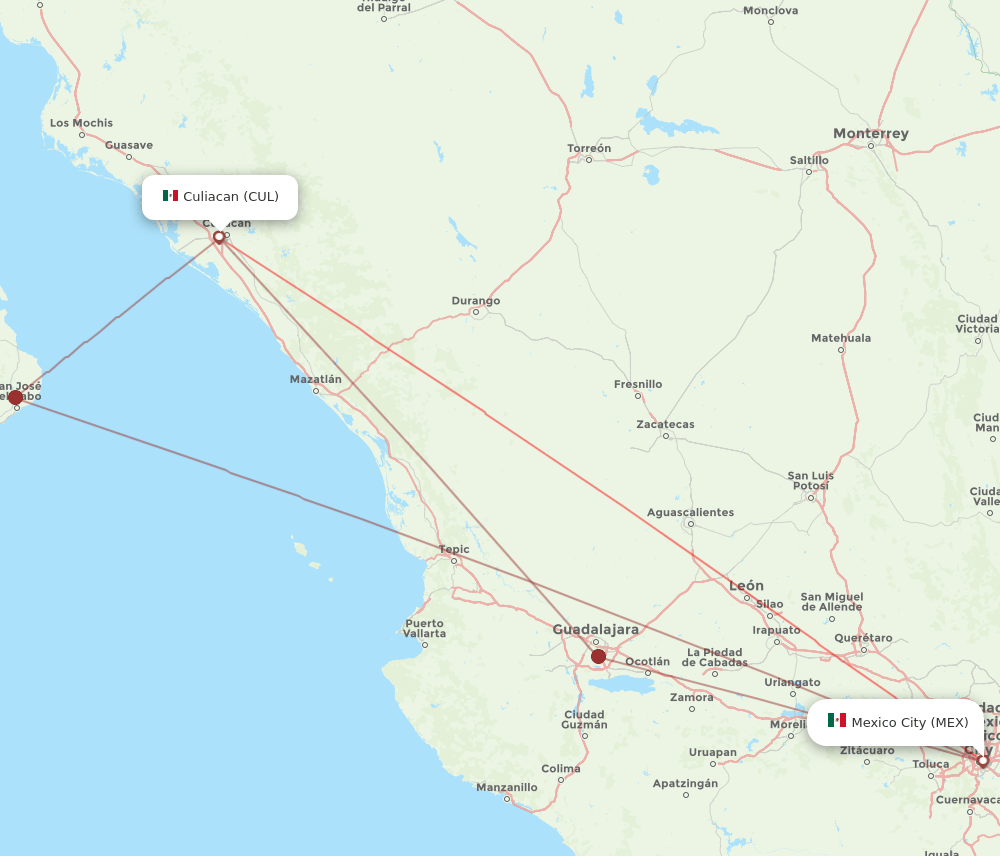 CUL-MEX flight routes