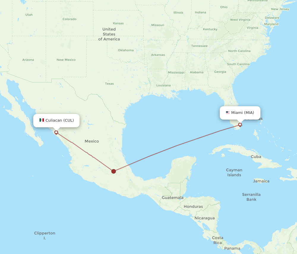CUL-MIA flight routes