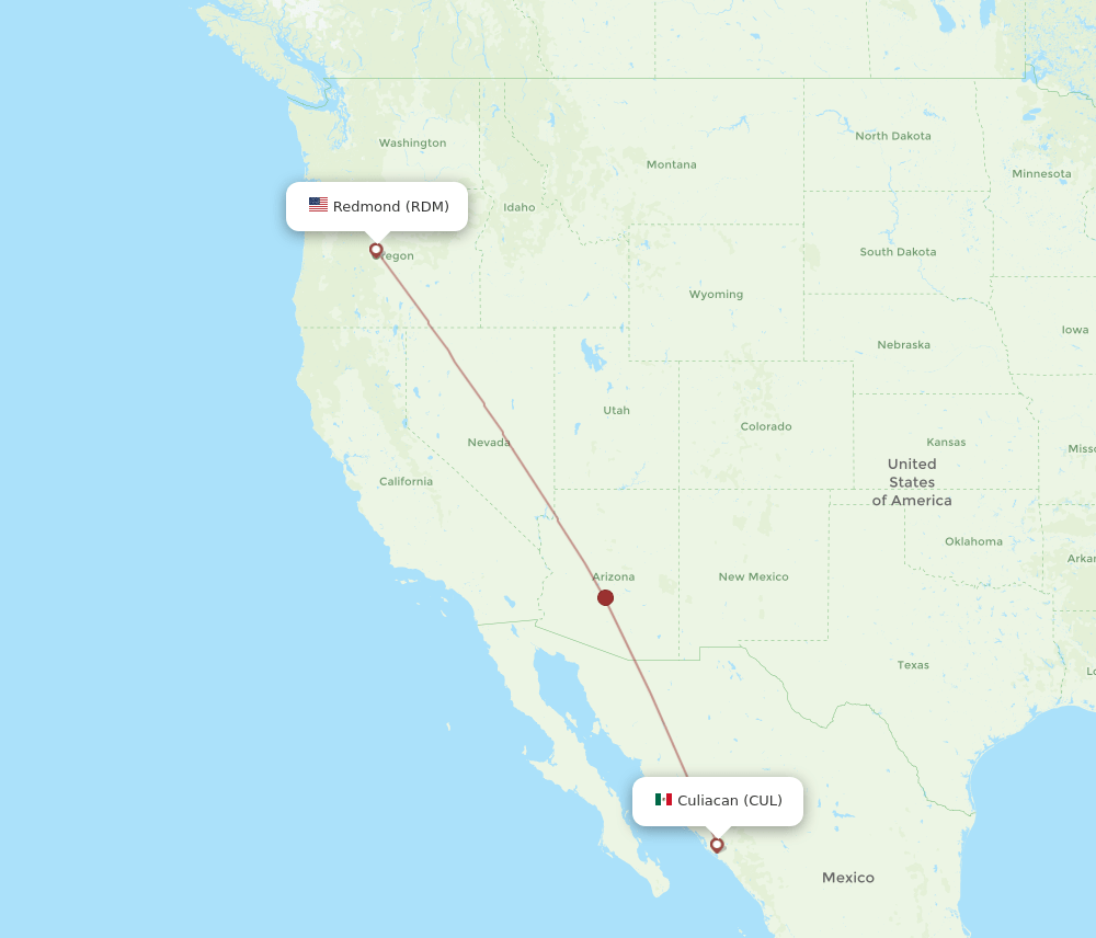 Culiacan - Redmond route map and flight paths