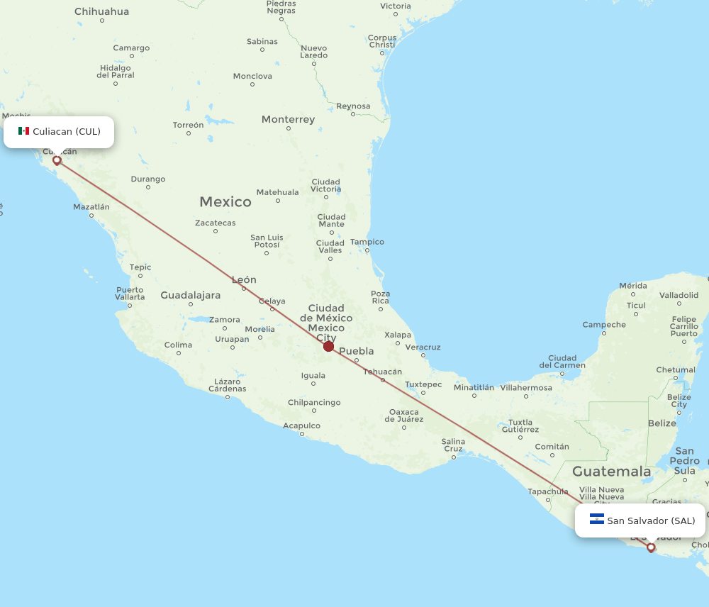 CUL to SAL flights and routes map