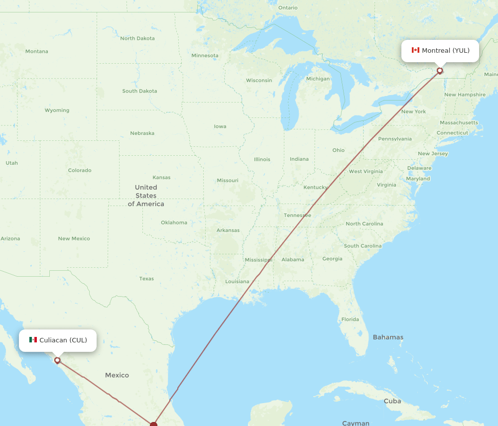 CUL-YUL flight routes