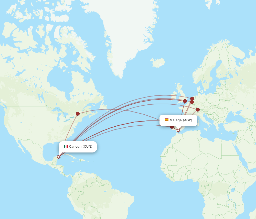 CUN-AGP flight routes
