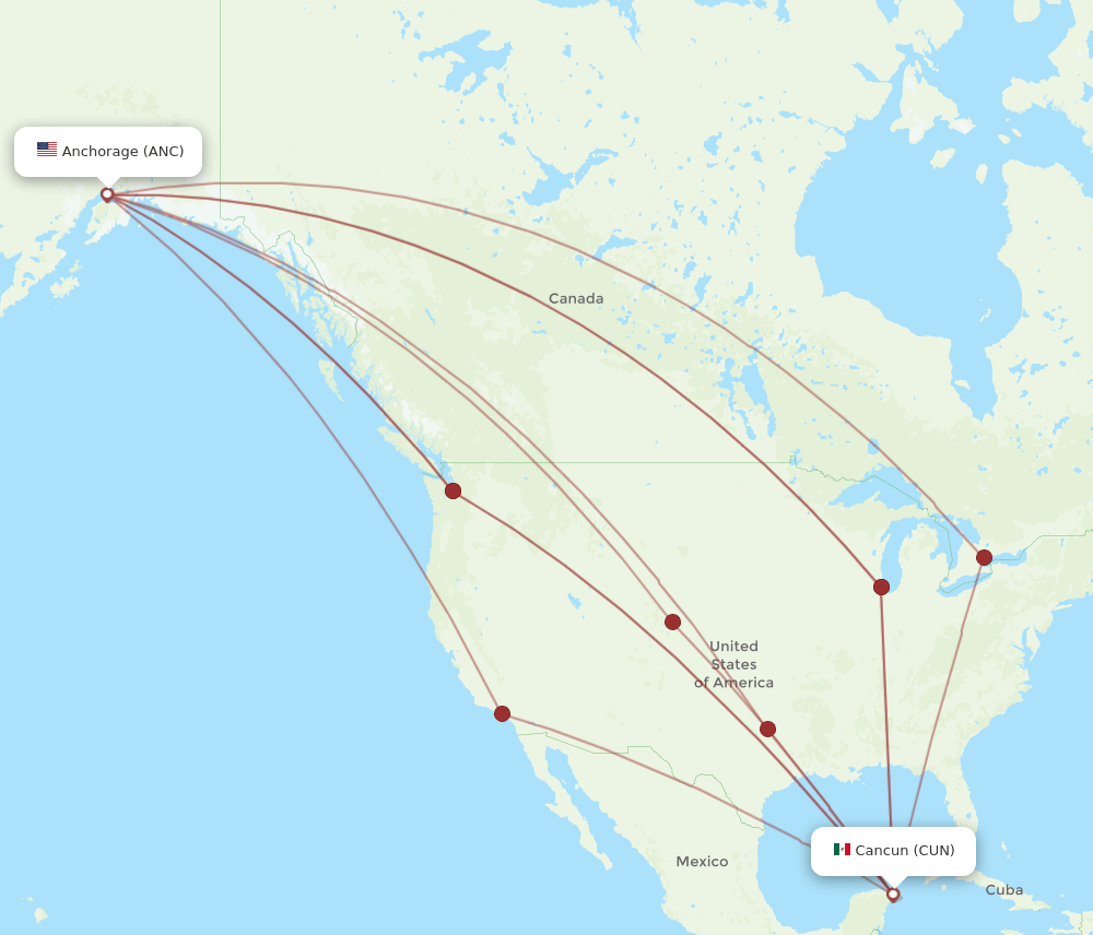 CUN-ANC flight routes