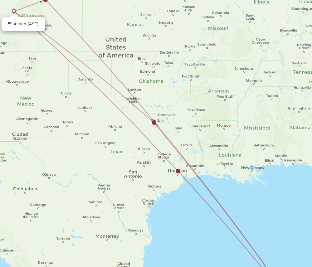 CUN-ASE flight routes