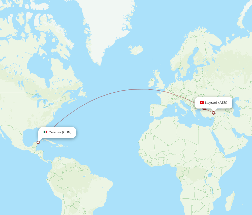 CUN-ASR flight routes