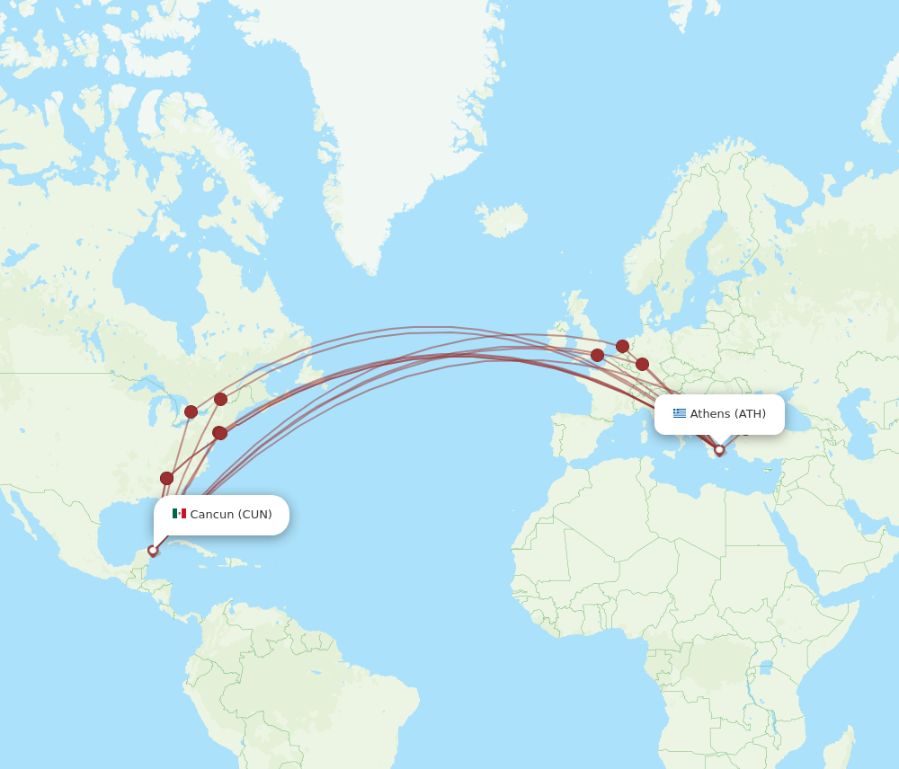CUN-ATH flight routes