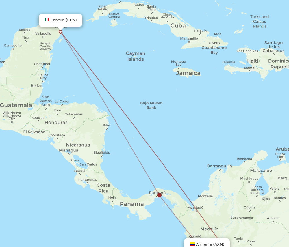 CUN-AXM flight routes