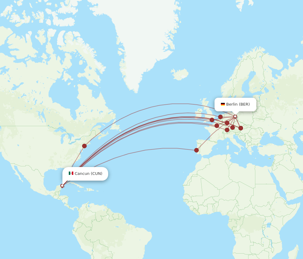 CUN-BER flight routes