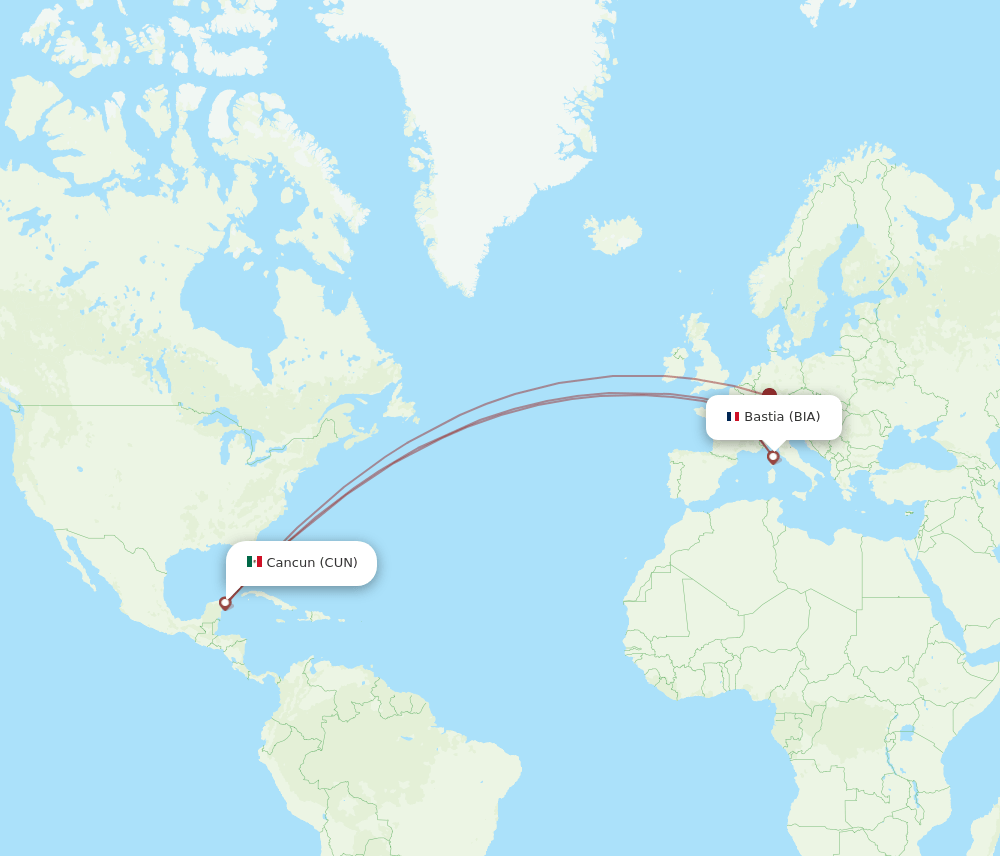CUN-BIA flight routes