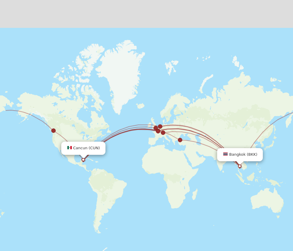 CUN-BKK flight routes