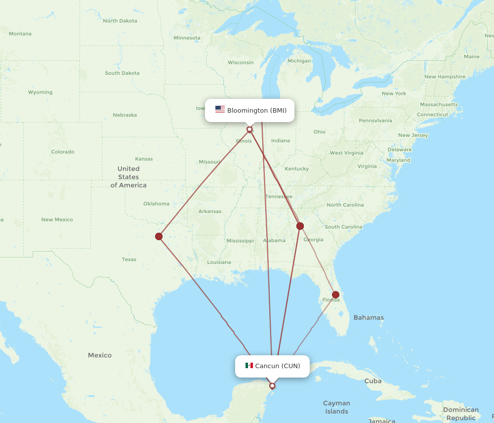 CUN-BMI flight routes