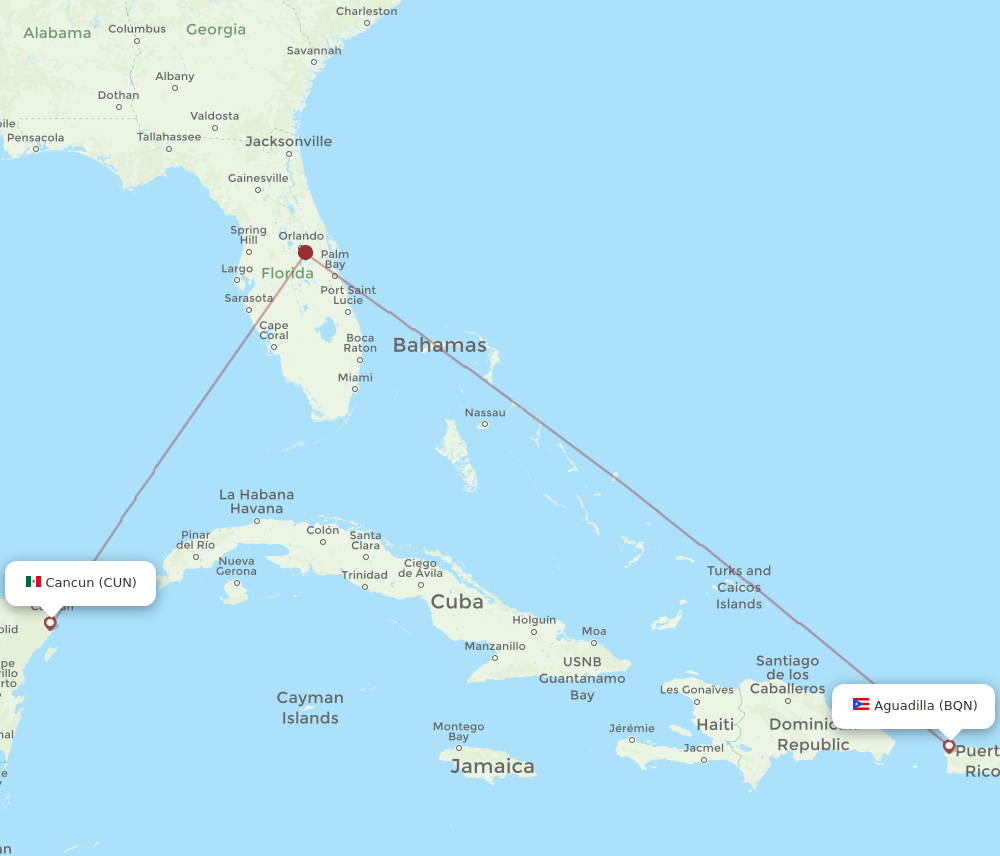 CUN-BQN flight routes